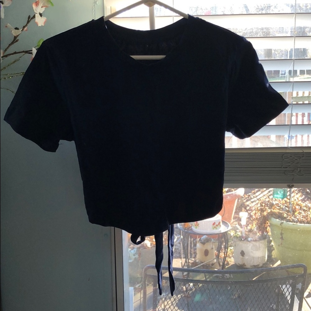 Navy Blue Crop Tee